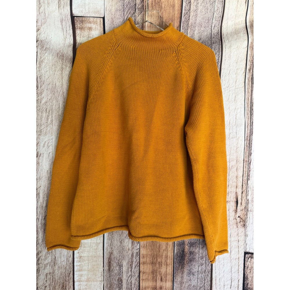 J.Crew 1988 Rollneck Cotton Sweater Retro Throwback Mustard Yellow Mens Medium